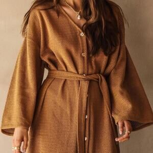 Maurie + Eve Full Heart Crochet Beach Maxi Dress in Caramel - Size - 6 - NWT